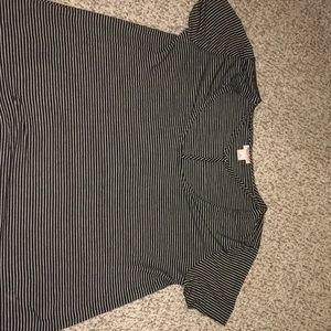 Black and white striped shirt w/ cut out front